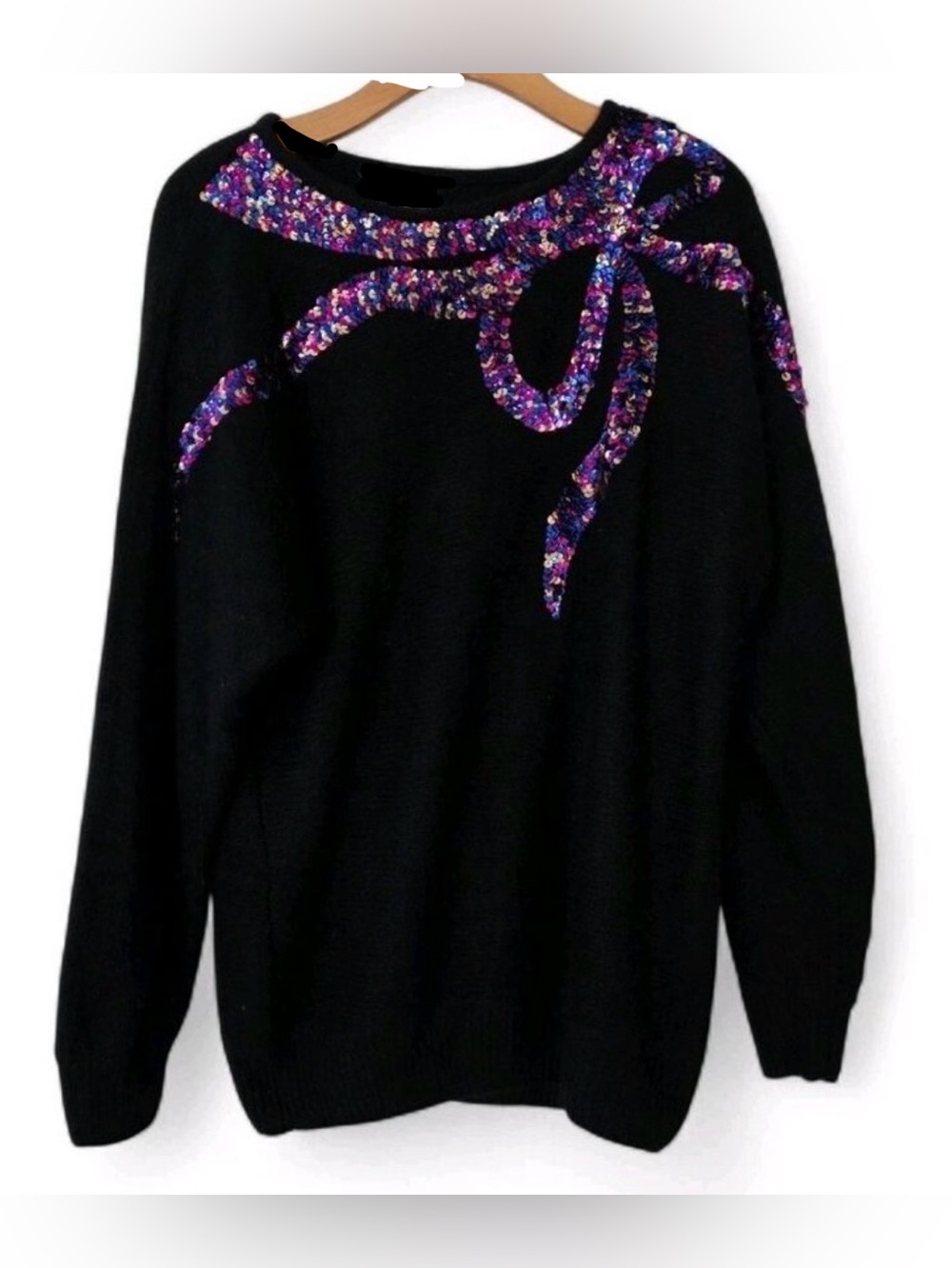 VGUC- VTG 1980’s Work in Progress Silk Angora Lambswool Sequin Sweater